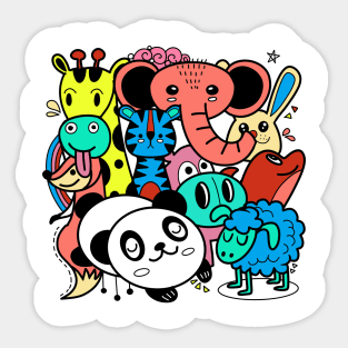 cute cartoon sketch animals Sticker